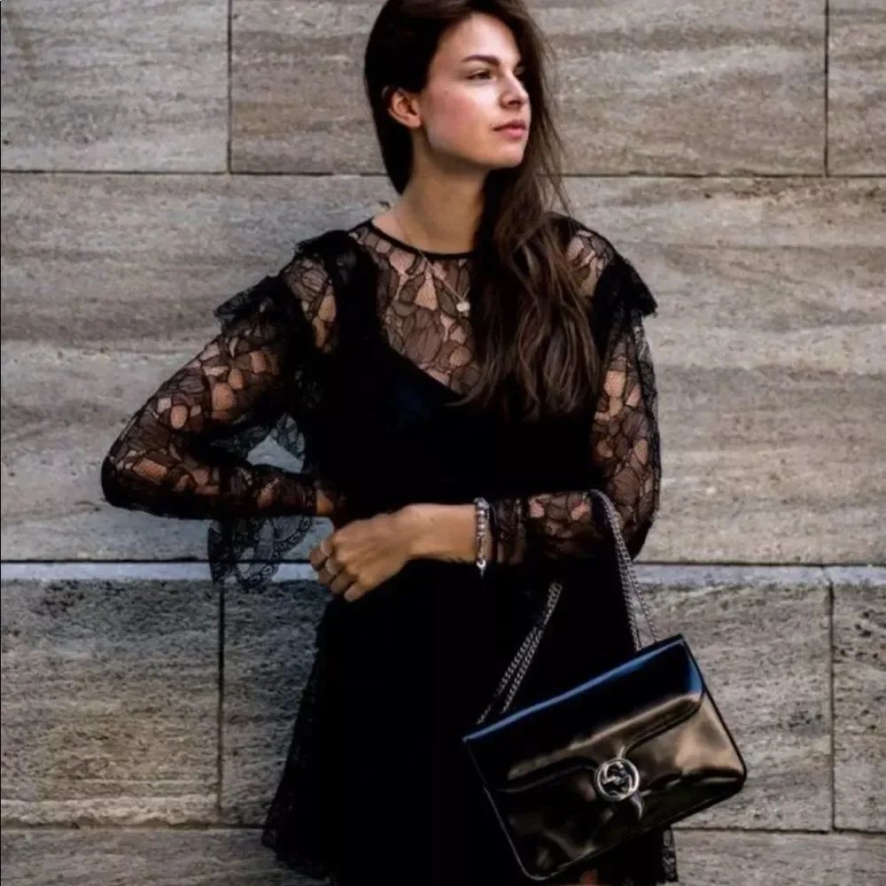 ✨ Zara black lace dress with frills✨